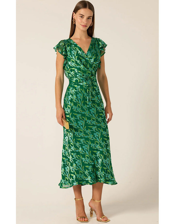 Fleur De Lys Midi Dress - Green Botanical
