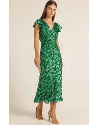 Fleur De Lys Midi Dress - Green Botanical