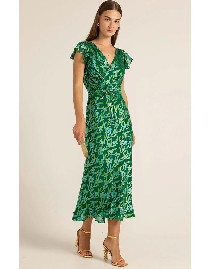 Fleur De Lys Midi Dress - Green Botanical