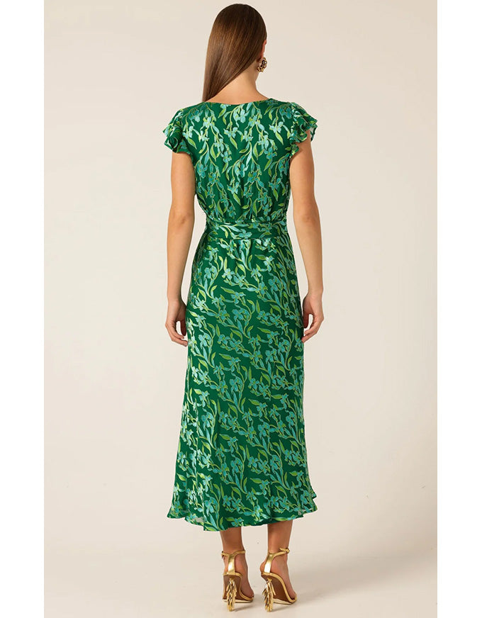 Fleur De Lys Midi Dress - Green Botanical