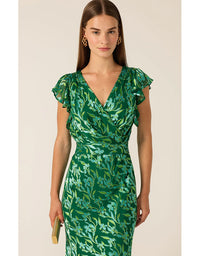 Fleur De Lys Midi Dress - Green Botanical