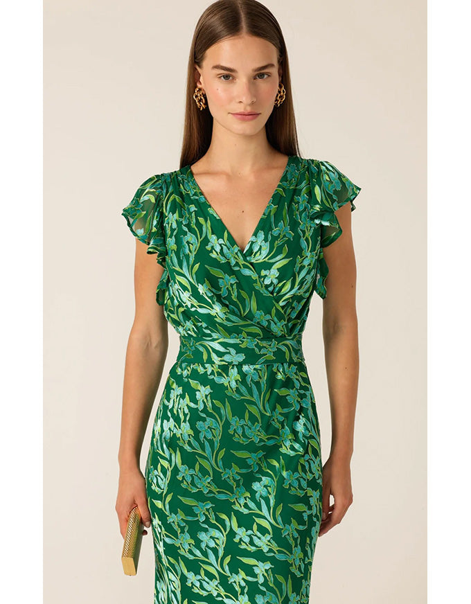 Fleur De Lys Midi Dress - Green Botanical