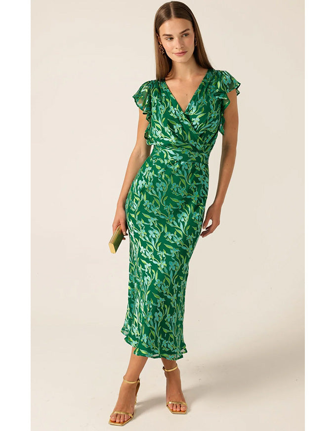 Fleur De Lys Midi Dress - Green Botanical