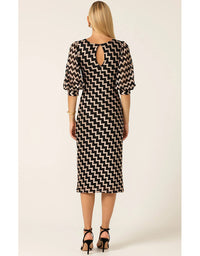 Heart of Paris Dress Black Gold Chevron