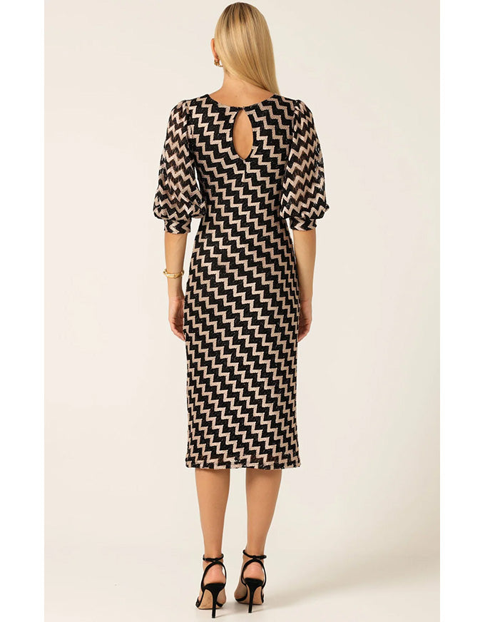 Heart of Paris Dress Black Gold Chevron