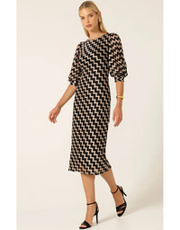 Heart of Paris Dress Black Gold Chevron