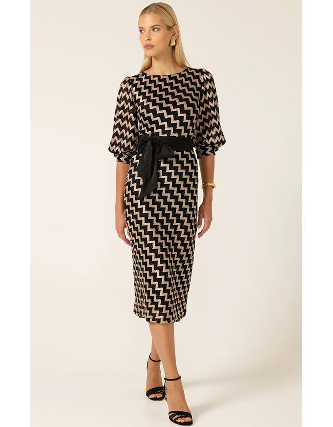 Heart of Paris Dress Black Gold Chevron