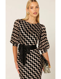 Heart of Paris Dress Black Gold Chevron