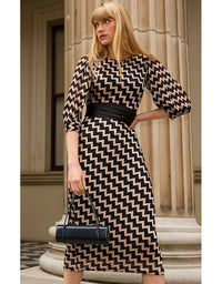 Heart of Paris Dress Black Gold Chevron