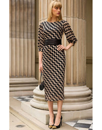 Heart of Paris Dress Black Gold Chevron