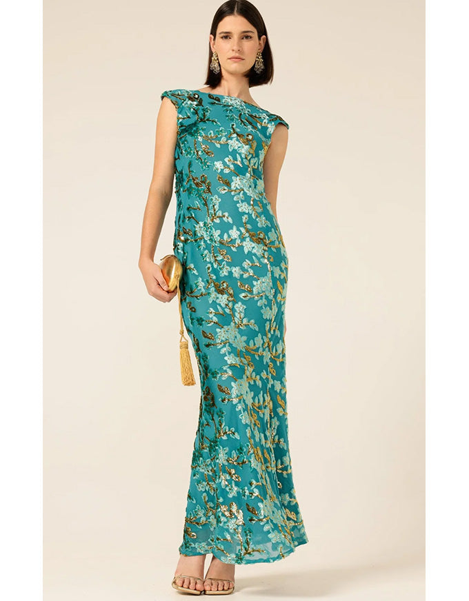 Heavenly Heights Maxi Dress Turquoise Gold