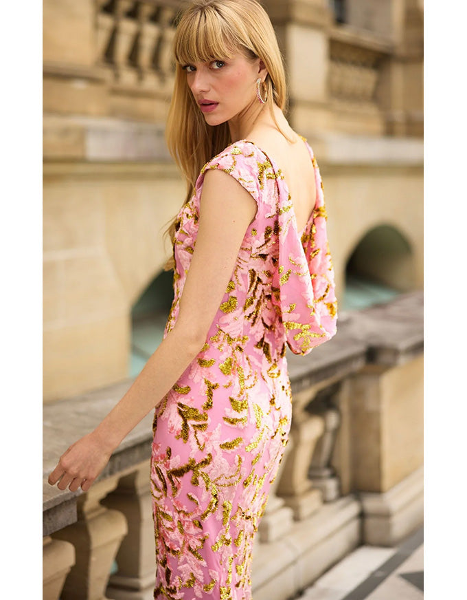 Heavenly Heights Maxi Dress Pink Gold