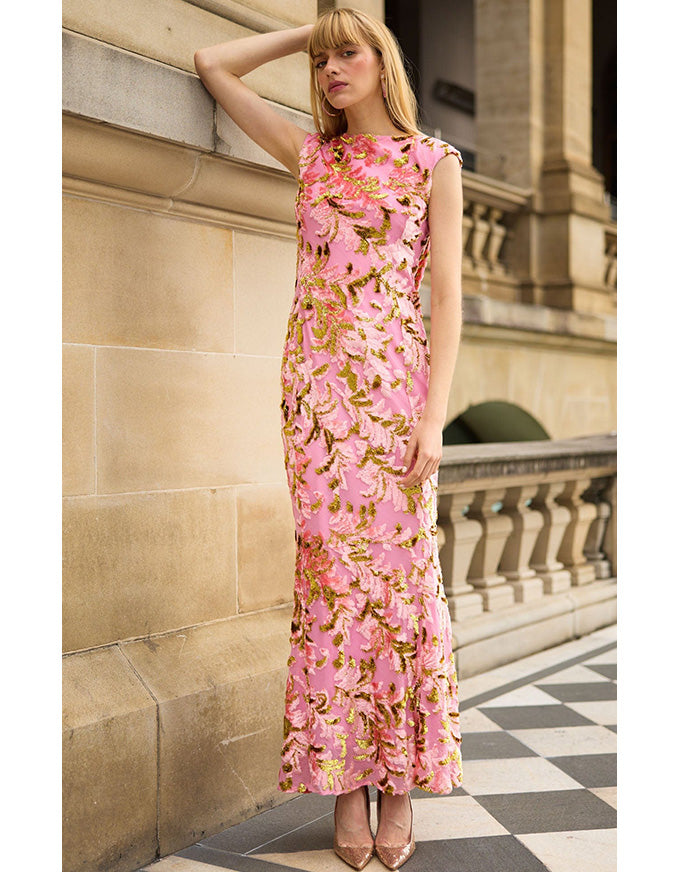 Heavenly Heights Maxi Dress Pink Gold