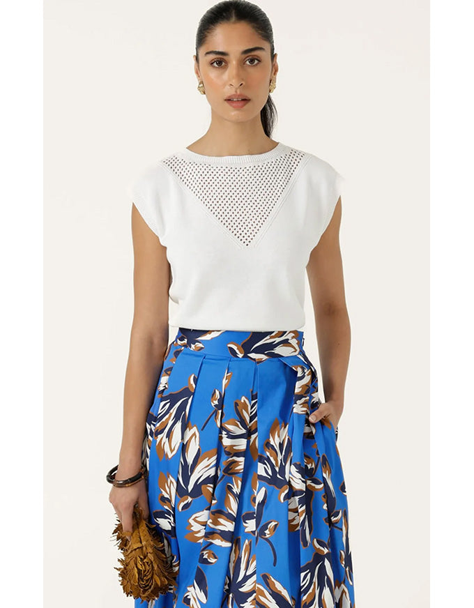 Chloe Knit Top - White - Australian Made