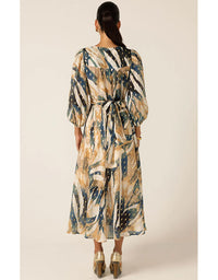 La Mer Midi Dress - Navy Sand Gold