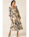 La Mer Midi Dress - Navy Sand Gold