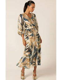La Mer Midi Dress - Navy Sand Gold