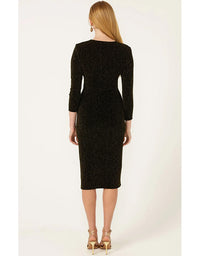 Lenora Midi Dress Black Gold Lurex