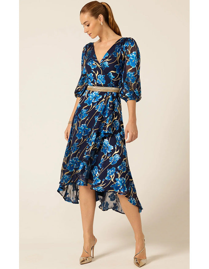Linnee Wrap Midi Dress - Blue Iris
