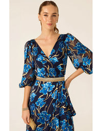 Linnee Wrap Midi Dress - Blue Iris