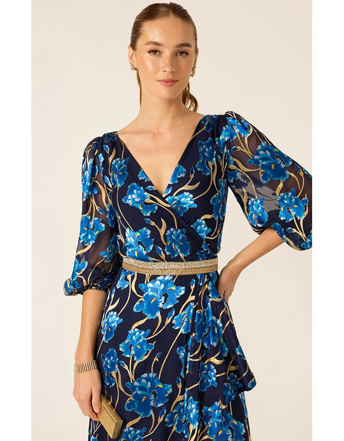 Linnee Wrap Midi Dress - Blue Iris