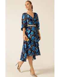Linnee Wrap Midi Dress - Blue Iris