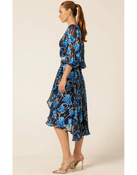 Linnee Wrap Midi Dress - Blue Iris