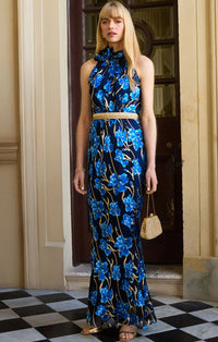 Elea Halter Bias Maxi Dress - Blue Iris