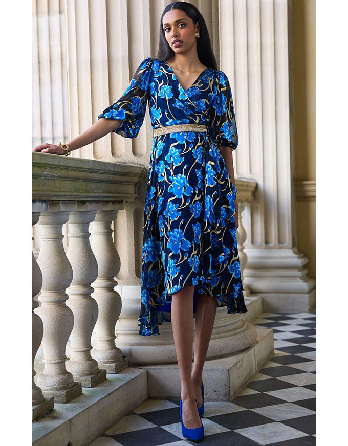 Linnee Wrap Midi Dress - Blue Iris