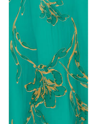Lorelei Wrap Midi Dress Jade Gold Flora
