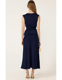Luxe Cowl Bias Top - Navy - Australian Made