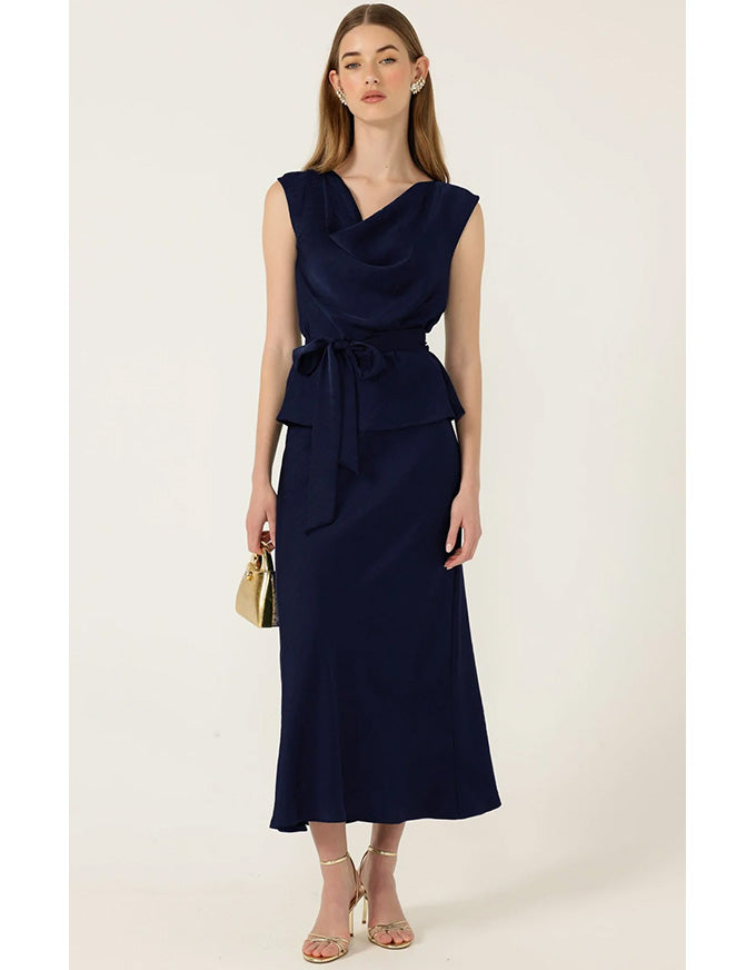 Luxe Cowl Bias Top - Navy - Australian Made