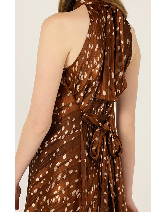 Maple Midi Dress Mocha Cream Spot