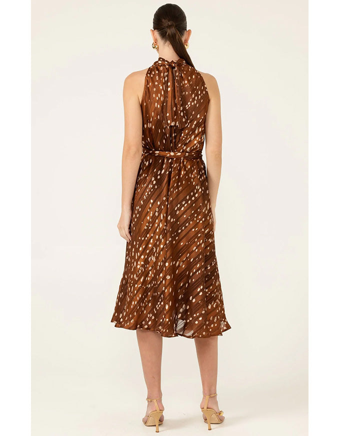 Maple Midi Dress Mocha Cream Spot