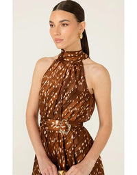 Maple Midi Dress Mocha Cream Spot