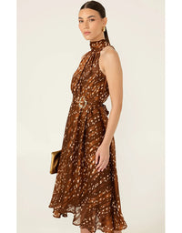 Maple Midi Dress Mocha Cream Spot