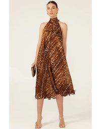 Maple Midi Dress Mocha Cream Spot