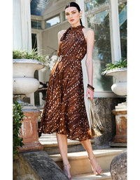 Maple Midi Dress Mocha Cream Spot