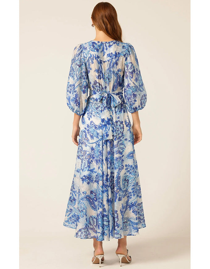 Mykonos Maxi Dress Blue Silver Batique