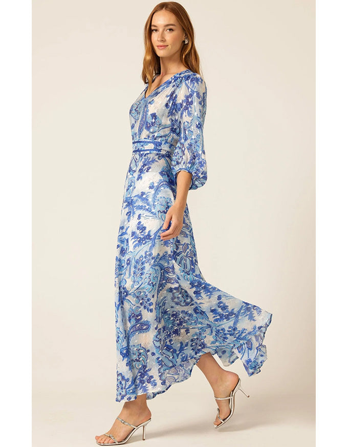 Mykonos Maxi Dress Blue Silver Batique