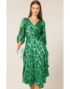 Orchid Wrap Midi Dress - Green Botanical