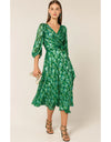Orchid Wrap Midi Dress - Green Botanical