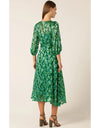 Orchid Wrap Midi Dress - Green Botanical