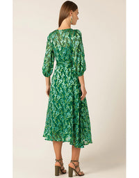 Orchid Wrap Midi Dress - Green Botanical