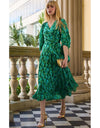 Orchid Wrap Midi Dress - Green Botanical