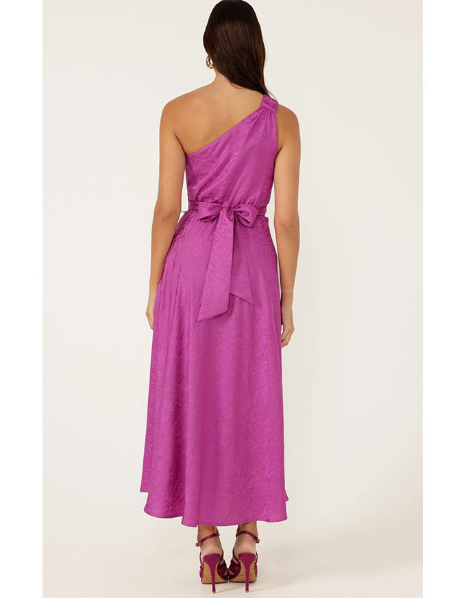 Orleans One Shoulder Midi Dress Magenta