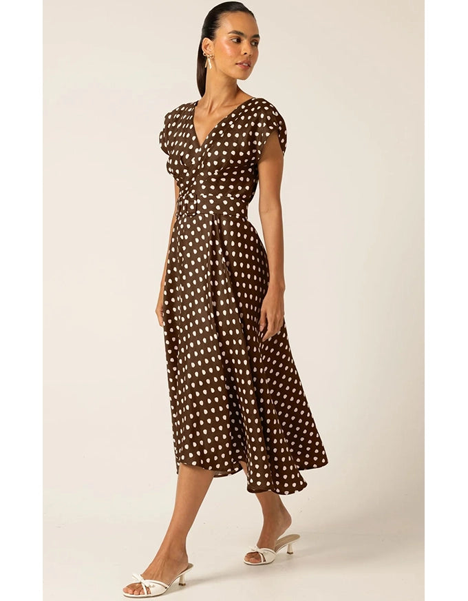Dottie Wrap Midi Choc Cream Spot