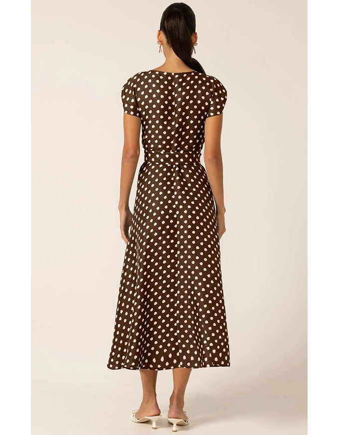 Dottie Wrap Midi Choc Cream Spot