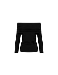 Black long-sleeve top on a white background