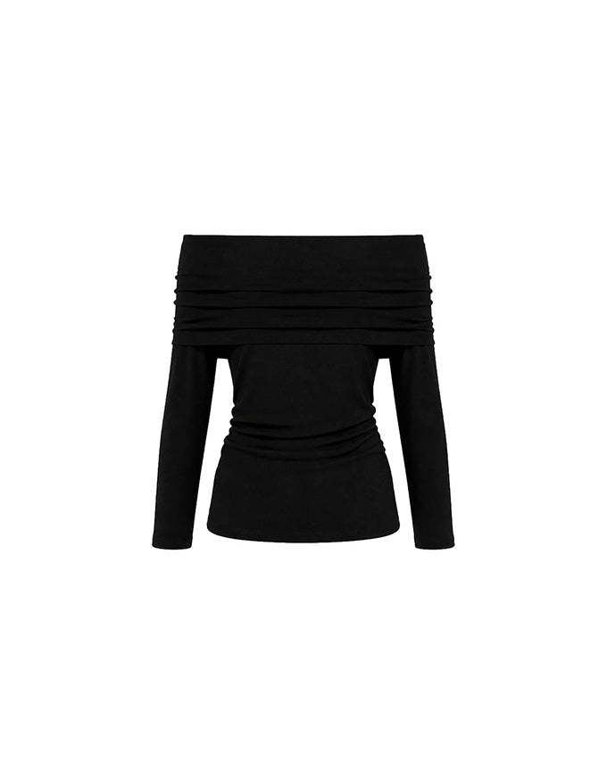 Black long-sleeve top on a white background